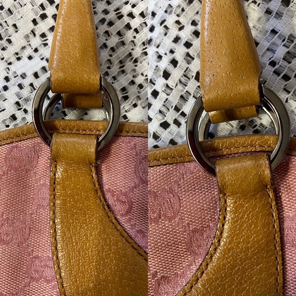 AUTHENTIC GUCCI LIGHT PINK CANVAS GG BODY LEATHER - Picture 5 of 16